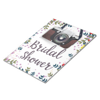 Bridal Shower Vintage flowers and classic camera Notepad