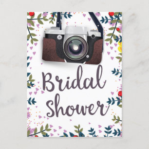 Bridal Shower Vintage flowers and classic camera Postcard
