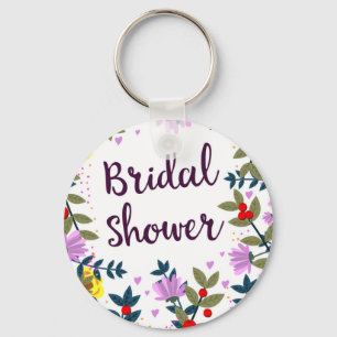 Bridal Shower Vintage Flowers Key Ring