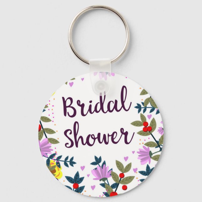 Bridal Shower Vintage Flowers Key Ring (Front)