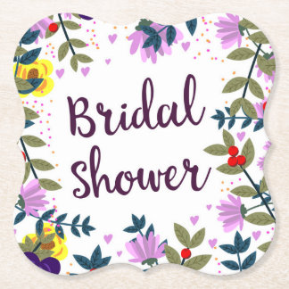 Bridal Shower Vintage Flowers Paper Coaster