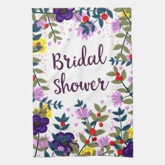 Bridal Shower Vintage Flowers Tea Towel