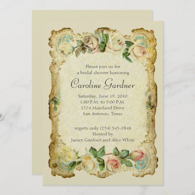 Bridal Shower Vintage Frame Invitation (Front/Back)