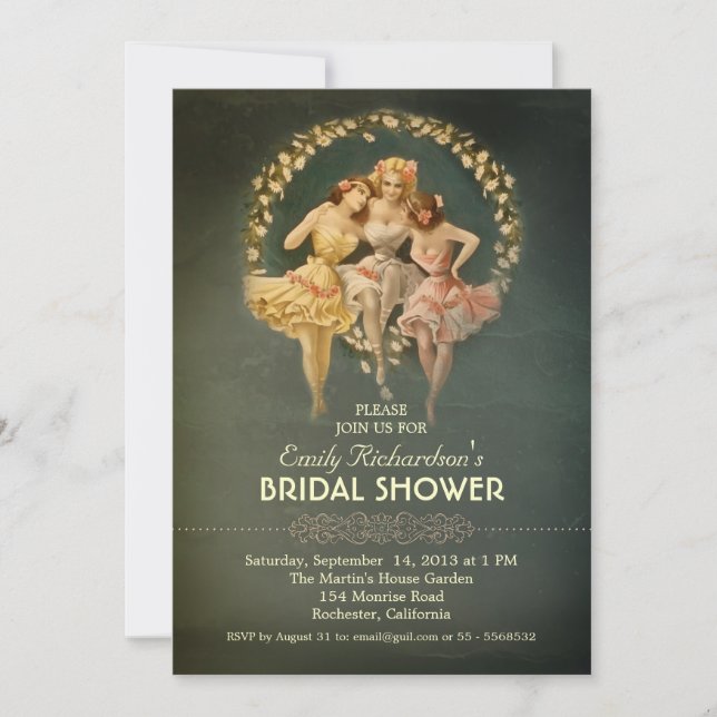 bridal shower vintage girls invitations (Front)