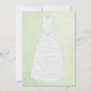 Bridal Shower Vintage Green White Wedding Dress Invitation