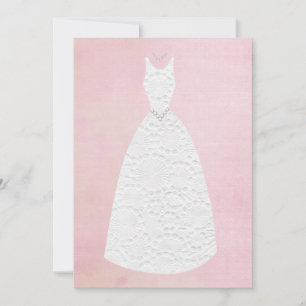 Bridal Shower Vintage Pink White Wedding Dress Invitation