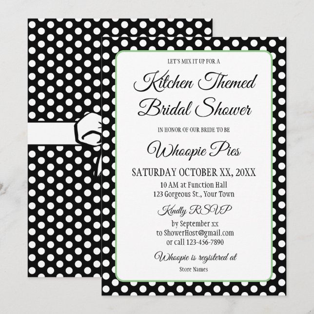 Bridal Shower Vintage Polka Dots Bows Black White (Front/Back)