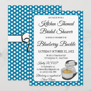 Bridal Shower Vintage Polka Dots Bows Blue