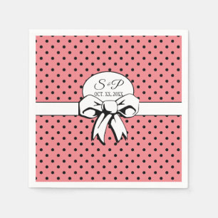 Bridal Shower Vintage Polka Dots Bows PInk Napkin