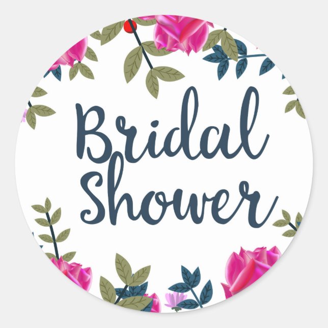 Bridal Shower Vintage Roses Classic Round Sticker (Front)