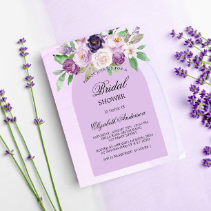 Bridal shower violet flowers invitation