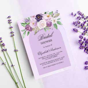 Bridal shower violet purple flowers arch invitation