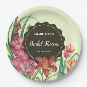Bridal Shower Warm Floral Spring Blooms Painting Paper Plate