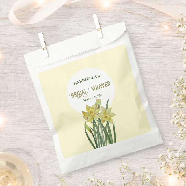 Bridal Shower Watercolor Bright Yellow Daffodils F Favour Bags (Clipped)