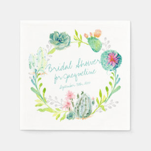Bridal Shower Watercolor Cactus Succulent Desert Napkin