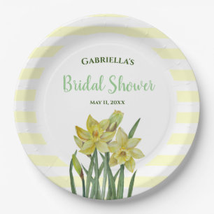 Bridal Shower Watercolor Daffodils Illustration Paper Plate