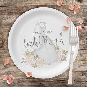 Bridal Shower Watercolor Elegant Floral Brunch Paper Plate