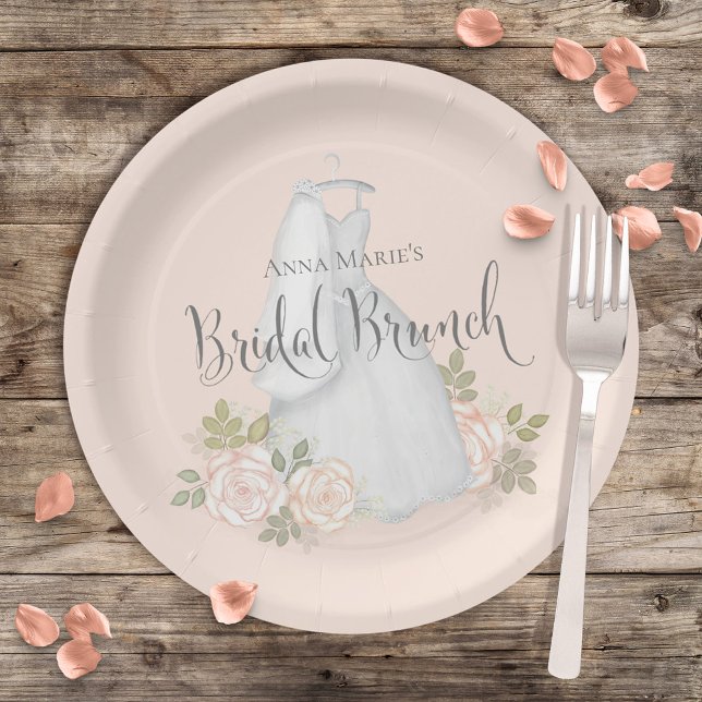 Bridal Shower Watercolor Elegant Floral Brunch Paper Plate (Creator Uploaded)