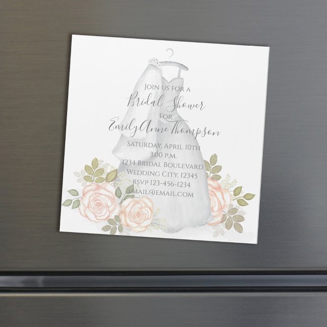 Bridal Shower Watercolor Floral Elegant Magnet (Creator Uploaded)