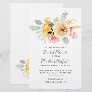Bridal Shower Watercolor Floral Invitation Stationery