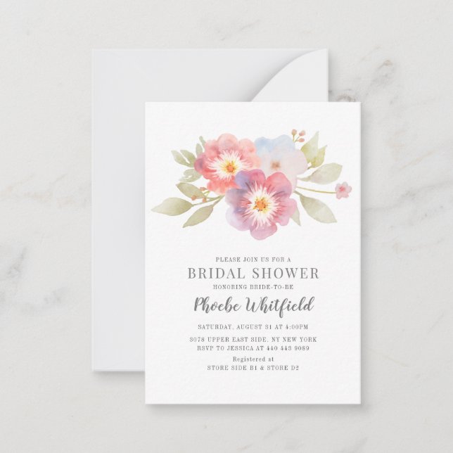 Bridal Shower Watercolor Floral Modern Botanical Card (Front)