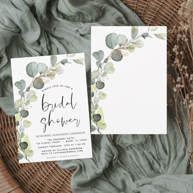 Bridal Shower Watercolor Greenery Eucalyptus  Invitation (Creator Uploaded)