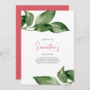 Bridal Shower Watercolor Greenery Holiday Party Invitation
