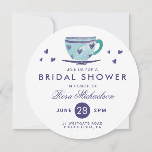 BRIDAL SHOWER   Watercolor Hearts Coffee Cup Invitation