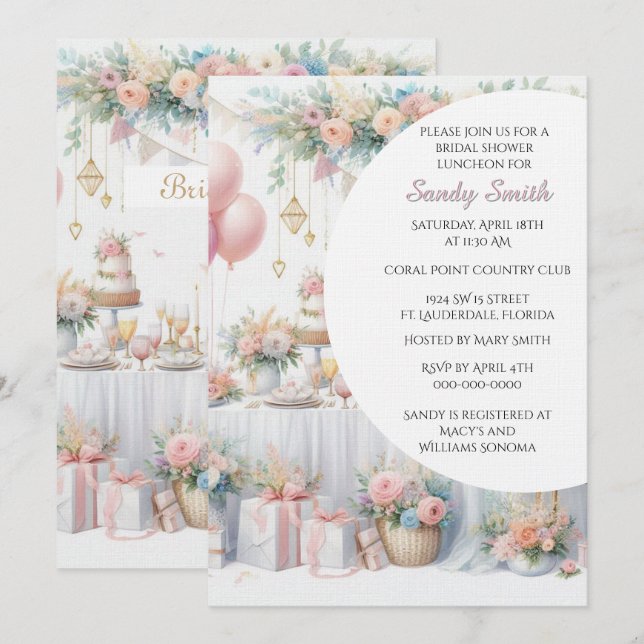 Bridal Shower Watercolor  Invitation (Front/Back)