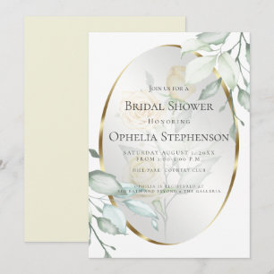 BRIDAL SHOWER   Watercolor Pale Yellow Rose Invitation