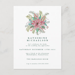 BRIDAL SHOWER   Watercolor Poinsettia Floral Postcard