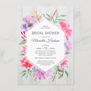 Bridal Shower Watercolor Spring Bouquet Decoupage Invitation