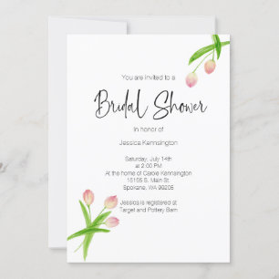 Bridal Shower Watercolor Spring Tulips Invitation