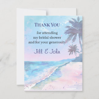 Bridal Shower Watercolor Thank You Card Wedding