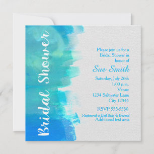 BRIDAL SHOWER Watercolor Tropical Blue Invitation