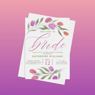 BRIDAL SHOWER   Watercolor Tulip Floral Invitation