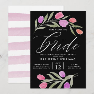 BRIDAL SHOWER   Watercolor Tulip Floral Invitation