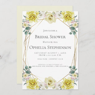 BRIDAL SHOWER   Watercolor Yellow Flowers Invitation