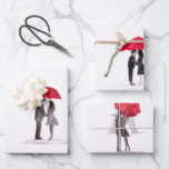 bridal shower wedding anniversary wrapping paper<br><div class="desc">Red umbrella love couple watercolor painting. Hand painted watercolor. Perfect for bridal shower,  wedding gift,  anniversary. Great for couple.</div>