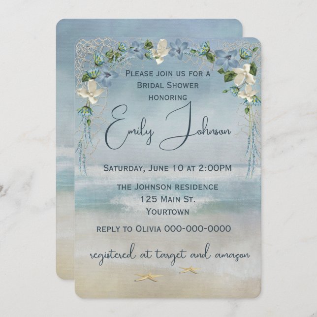 Bridal Shower Wedding Arch with Starfish Invitation (Front/Back)