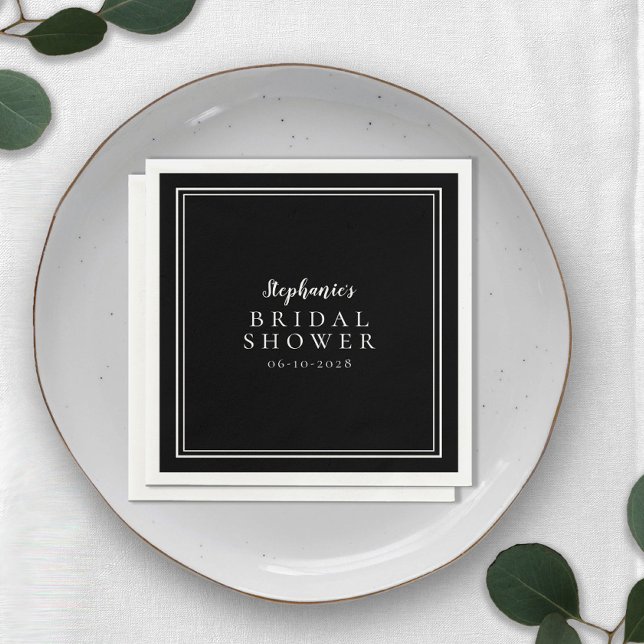 Bridal Shower Wedding Black & White Simple Modern Napkin (Creator Uploaded)