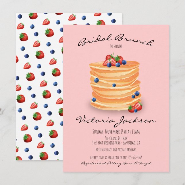 Bridal Shower Wedding Brunch Pancakes Invitation (Front/Back)