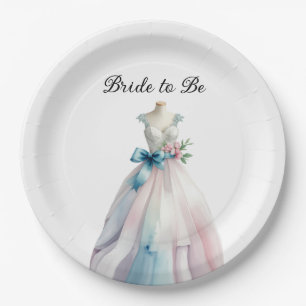 Bridal Shower Wedding Dress Bride to Be Paper Plate