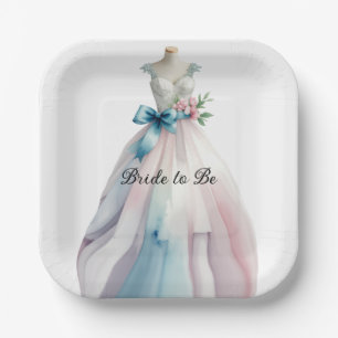 Bridal Shower Wedding Dress Bride to Be Paper Plate