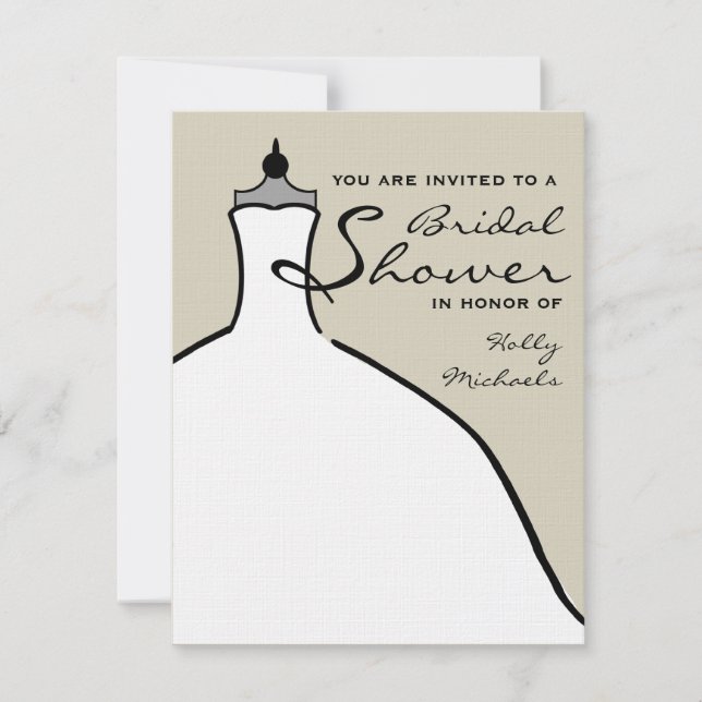 Bridal Shower - Wedding Dress Custom Colour Invitation (Front)