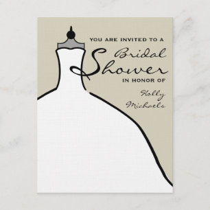 Bridal Shower - Wedding Dress Custom Colour Invitation