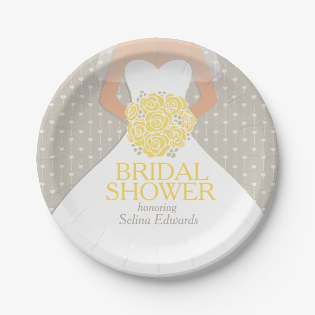 Bridal shower wedding dress custom paper plates (Front)
