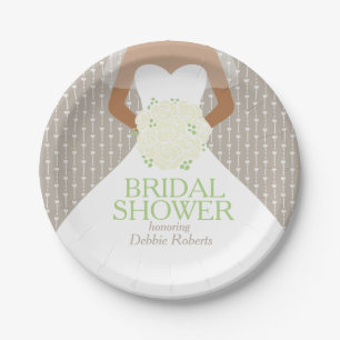 Bridal shower wedding dress custom paper plates