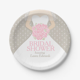 Bridal shower wedding dress custom paper plates