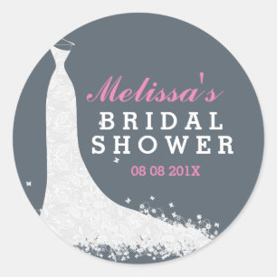 Bridal Shower Wedding Dress Favour Sticker
